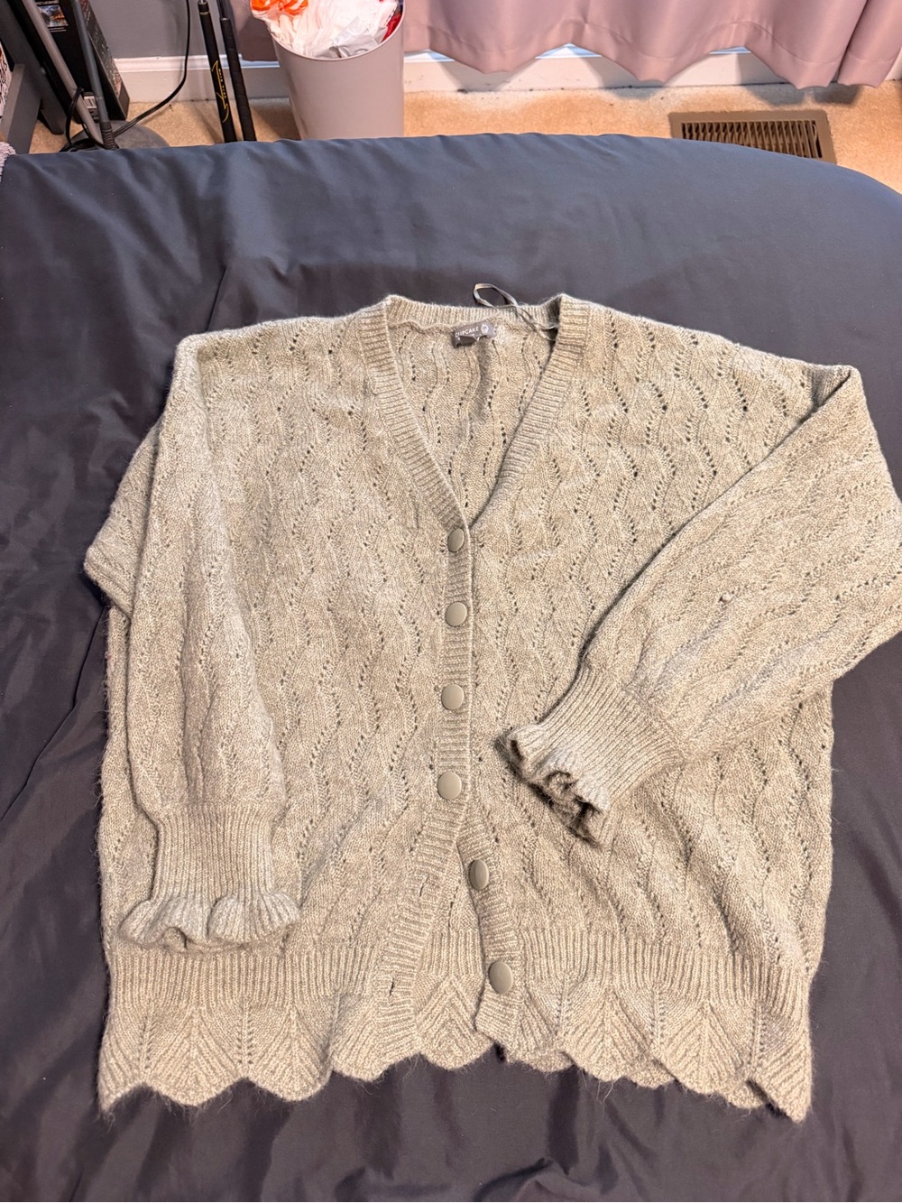Light Green Knit Button-Front Women's Cardigan